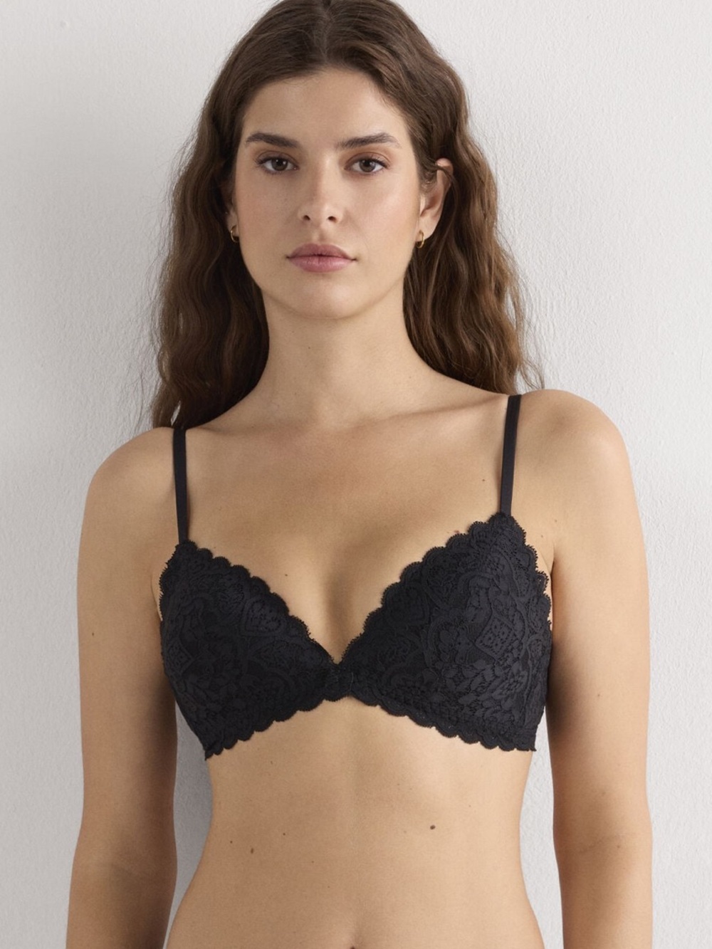intimissimi Black Lace Triangle Plunge Bra